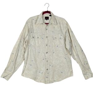 Roper Men's Cream Paisley Diamond Pearl Snap Western Shirt Cotton Size Large
